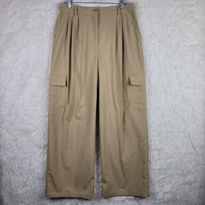 Selected Femme Womens L Beige Wide Leg Pleated Cargo Trouser Pants Boho